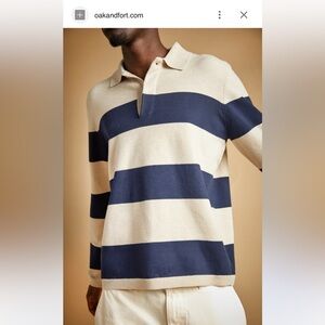 Oak+fort Striped Navy and Cream Sweater